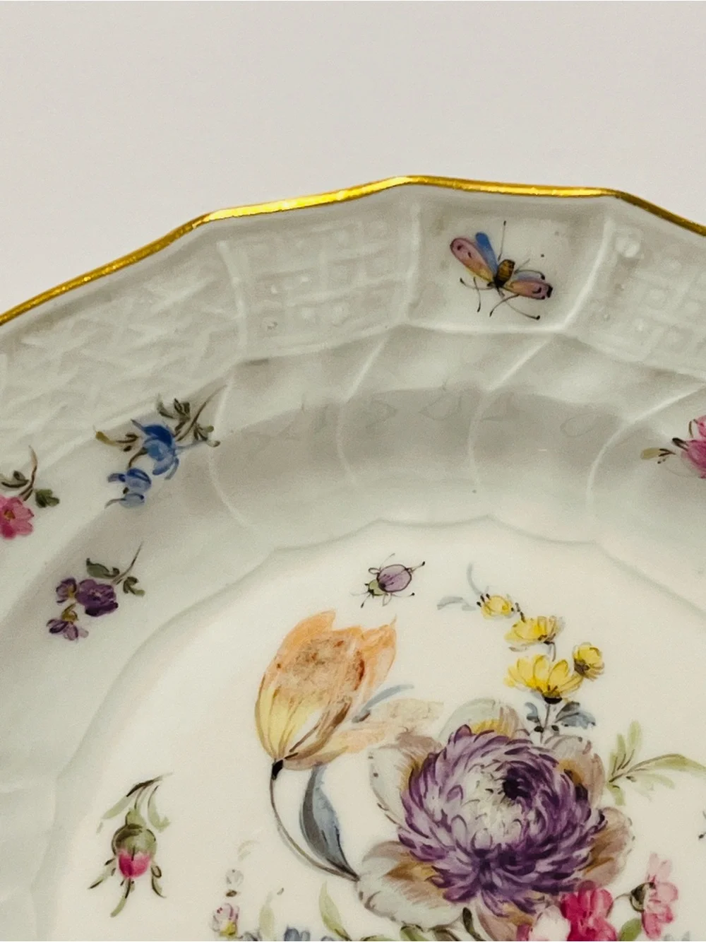 Antique Maissen 1893-1915 Neubeandenstein Relief Plates Set of 2 Hand Painted 8”